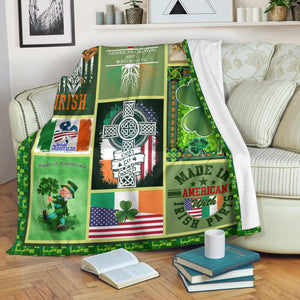 American Grown With Irish Roots Fleece Blanket - Quilt Blanket | St Patrick's Day Gifts 1607882312175.jpg