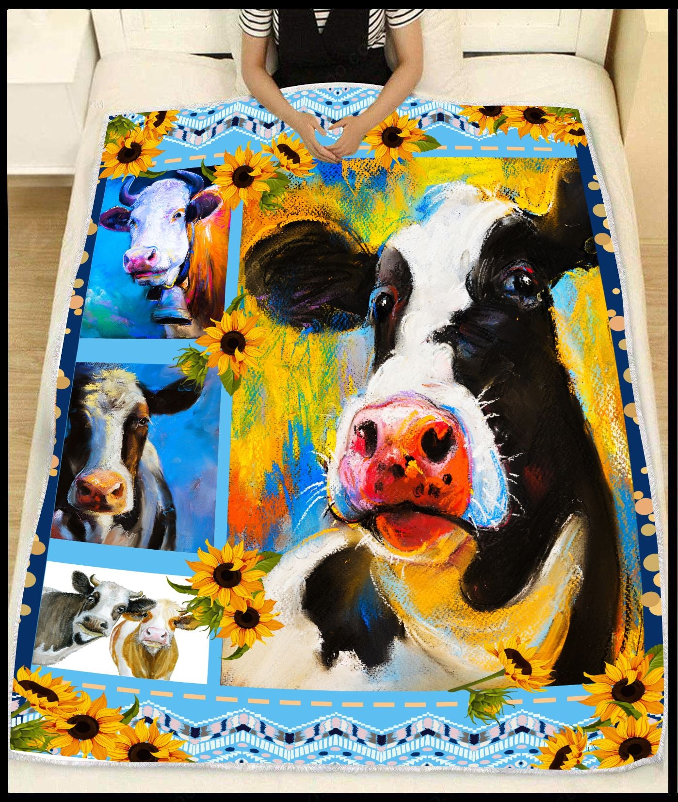 Cow Lover Fleece Blanket - Quilt Blanket 1607968727977.jpg