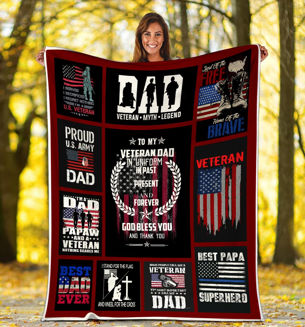Gift For Father Blanket, To My Veteran Dad Veteran Myth Legend 1607968732927.jpg