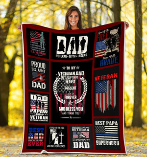 Gift For Father Blanket, To My Veteran Dad Veteran Myth Legend 1607968732927.jpg
