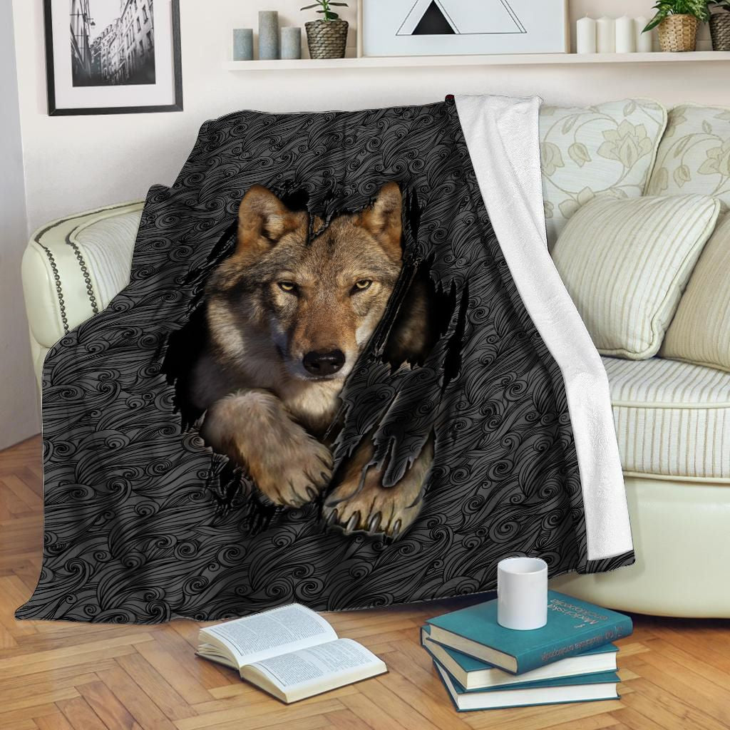 Wolf Blanket, 3d Black Wolf Fleece Blanket 1607968736327.jpg