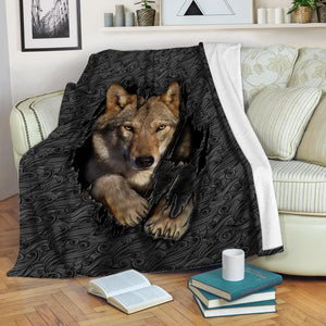 Wolf Blanket, 3d Black Wolf Fleece Blanket 1607968736327.jpg
