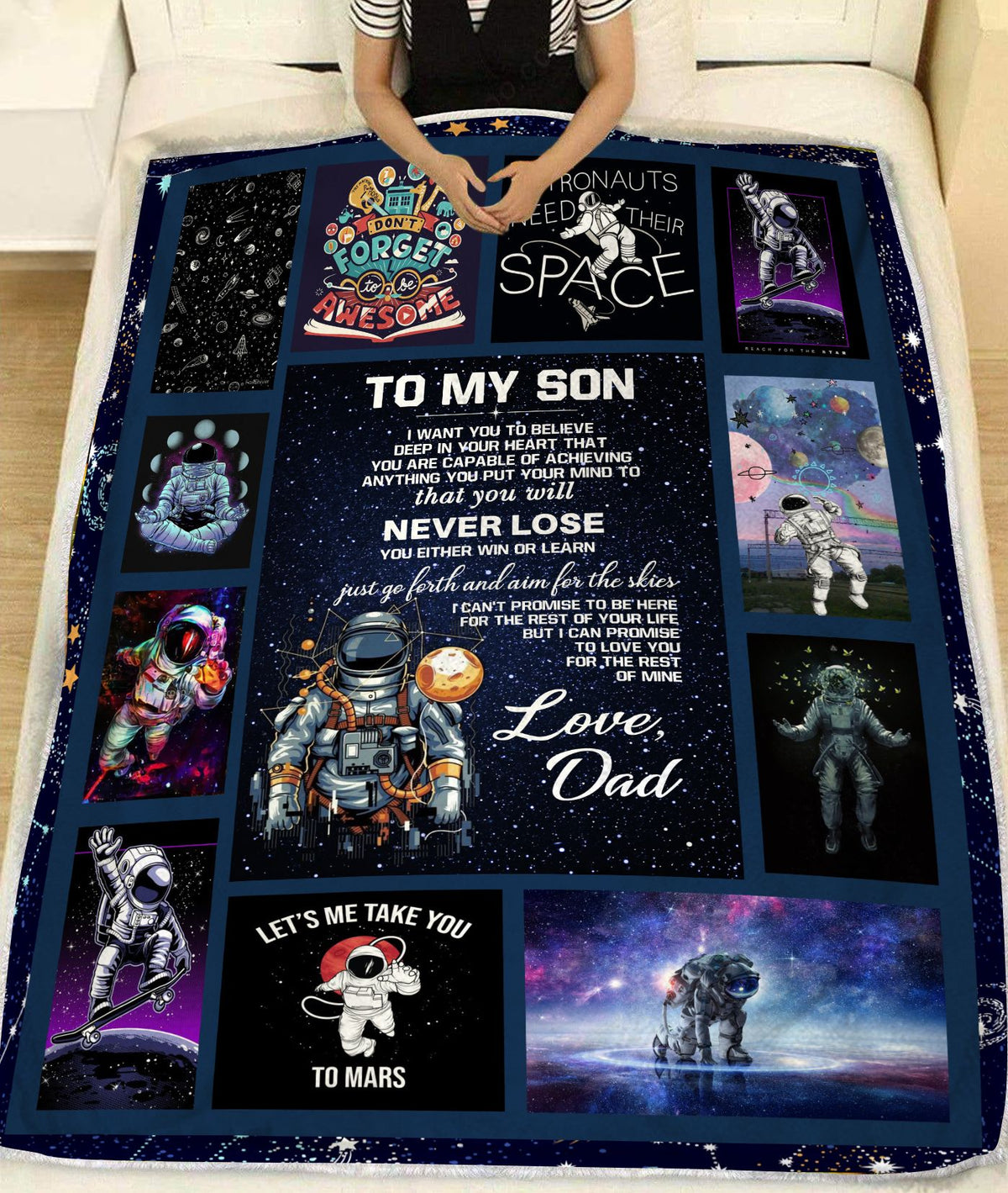 Gift For Son Blanket, To My Son Gift For Son From Dad - For Your Astronaut Fleece Blanket 1607968737865.jpg
