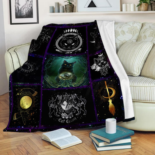 Black Cat Witch Fleece Blanket - Quilt Blanket 1607968739128.jpg