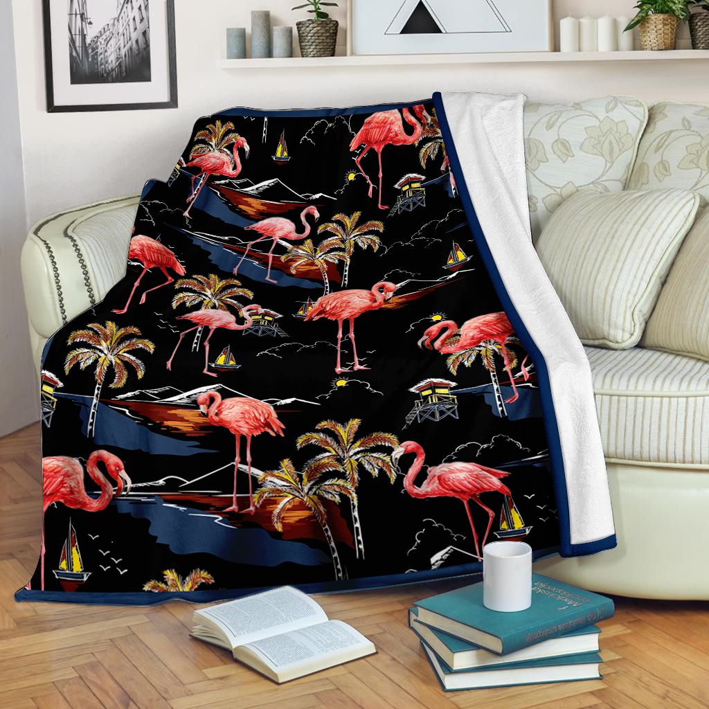 Flamingo On Vacation Fleece Blanket - Quilt Blanket 1607968741050.jpg