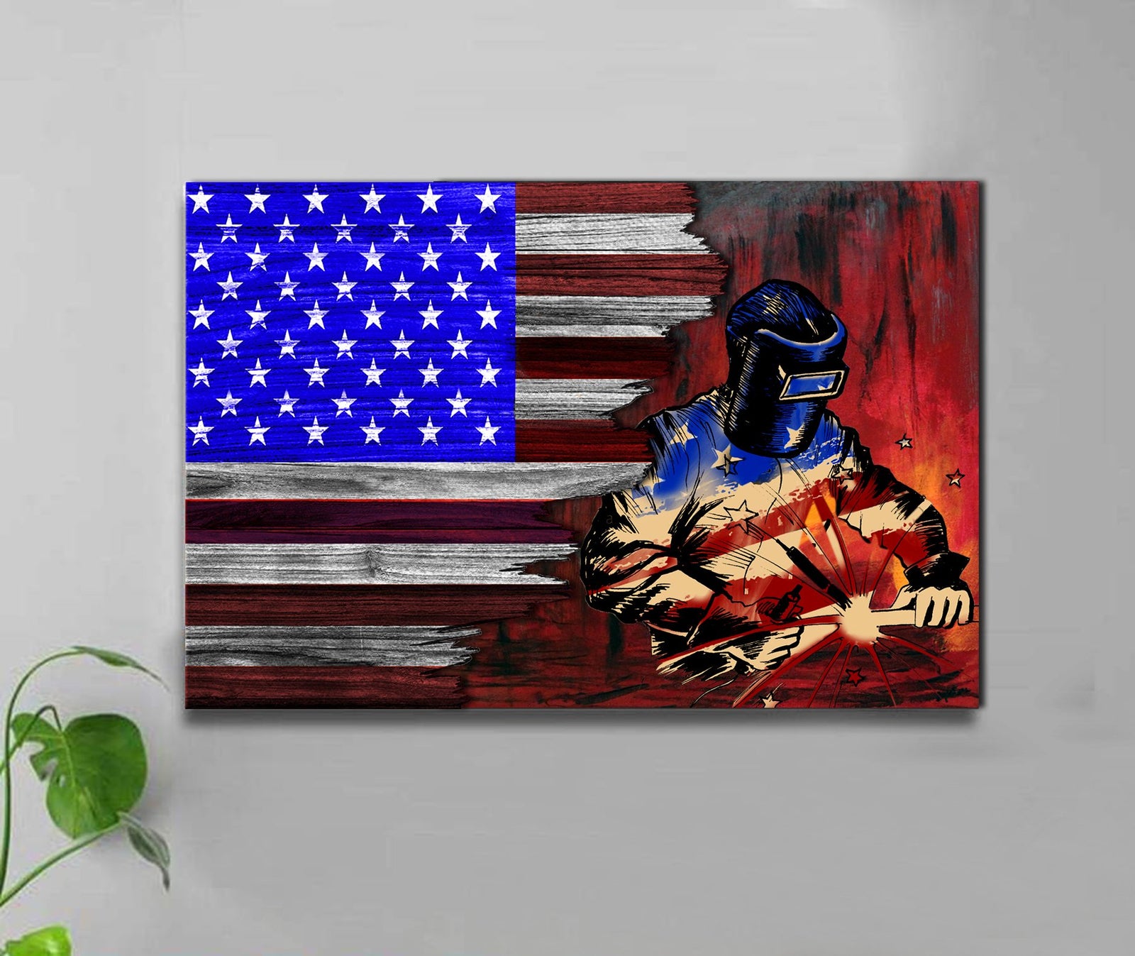 Gift For Welder Landscape Canvas Us Half Flag Welder Red, Gift For Friend Family Home Decor Wall Art Visual Art 1608050567108.jpg
