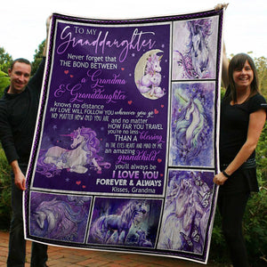 Gift For Granddaughte Blanket, To My Granddaughter Unicorn Never Forget That The Bond Between A Grandma & Granddaughter 1608136053422.jpg