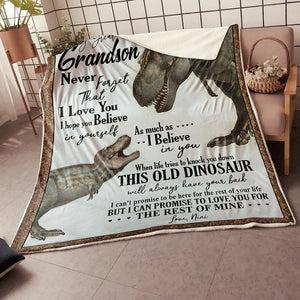 My Great Grandson Dinosaurs Believe In Yourself Gift From Nini Fleece Blanket - Quilt Blanket 1608136057252.jpg