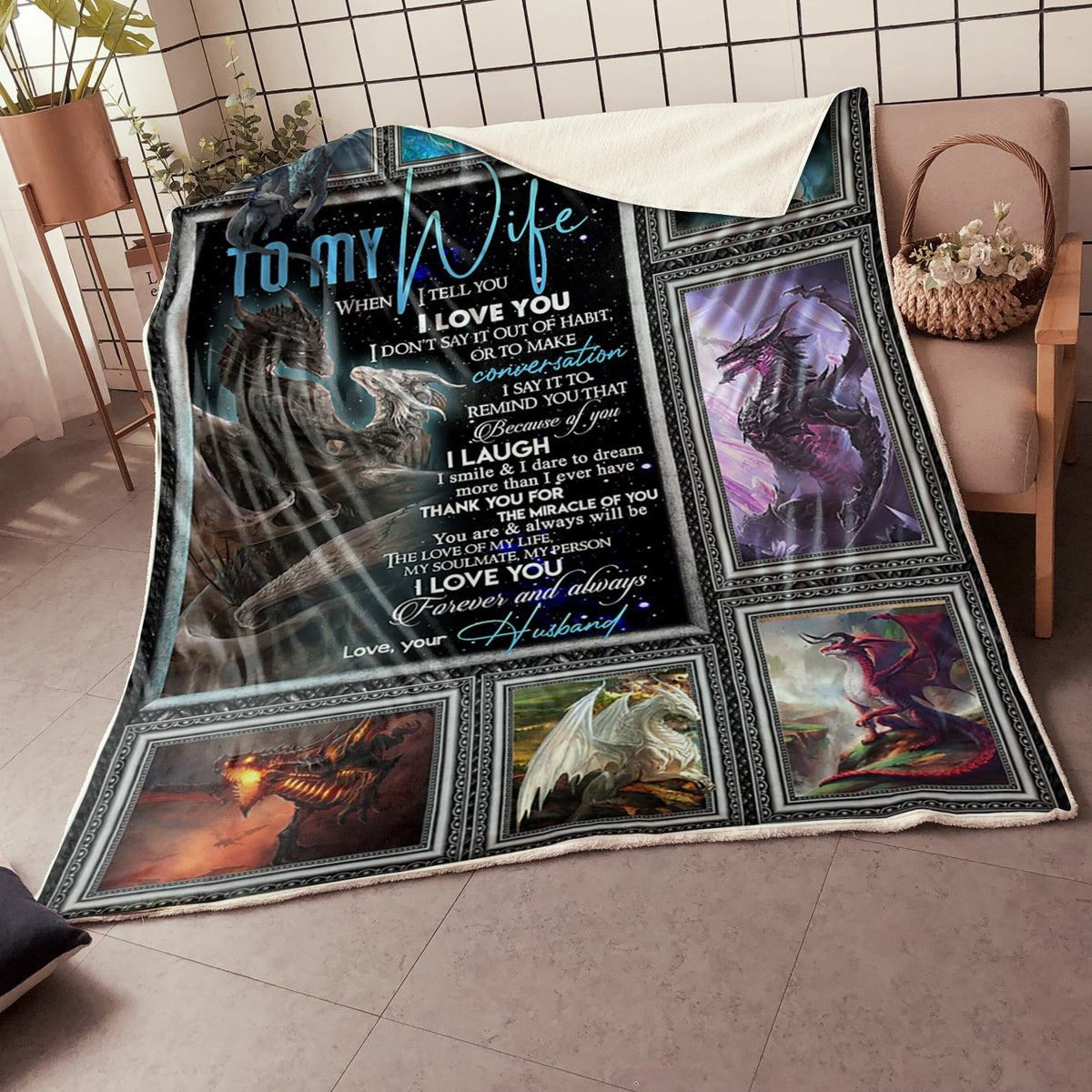 My Wife Dragon Couple The Miracle Of You Gift From Husband Fleece Blanket - Quilt Blanket 1608136059294.jpg