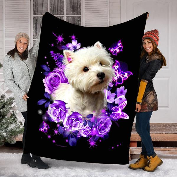 West Highland Blanket, West Highland White Terrier Dog Purple Flower Valentines Day 1608136060586.jpg