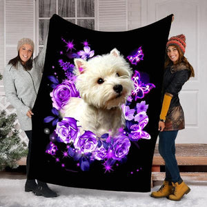 West Highland Blanket, West Highland White Terrier Dog Purple Flower Valentines Day 1608136060586.jpg