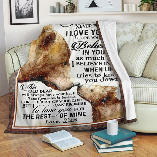 Gift For Father Blanket, My Son Bear Believe In Yourself Gift From Dad 1608136062359.jpg