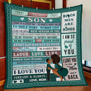 Gift For Son Blanket, To My Son Black Boy I Am So Proud Of You Love From Black Mom 1608136069868.jpg