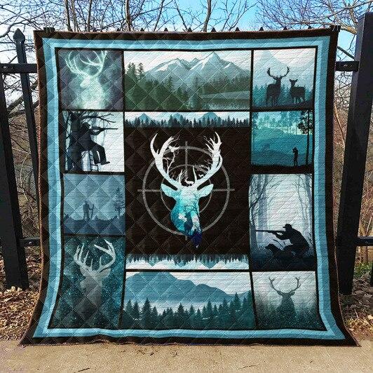 Hunting Deer Hunting Fleece Blanket - Quilt Blanket 1608136073500.jpg