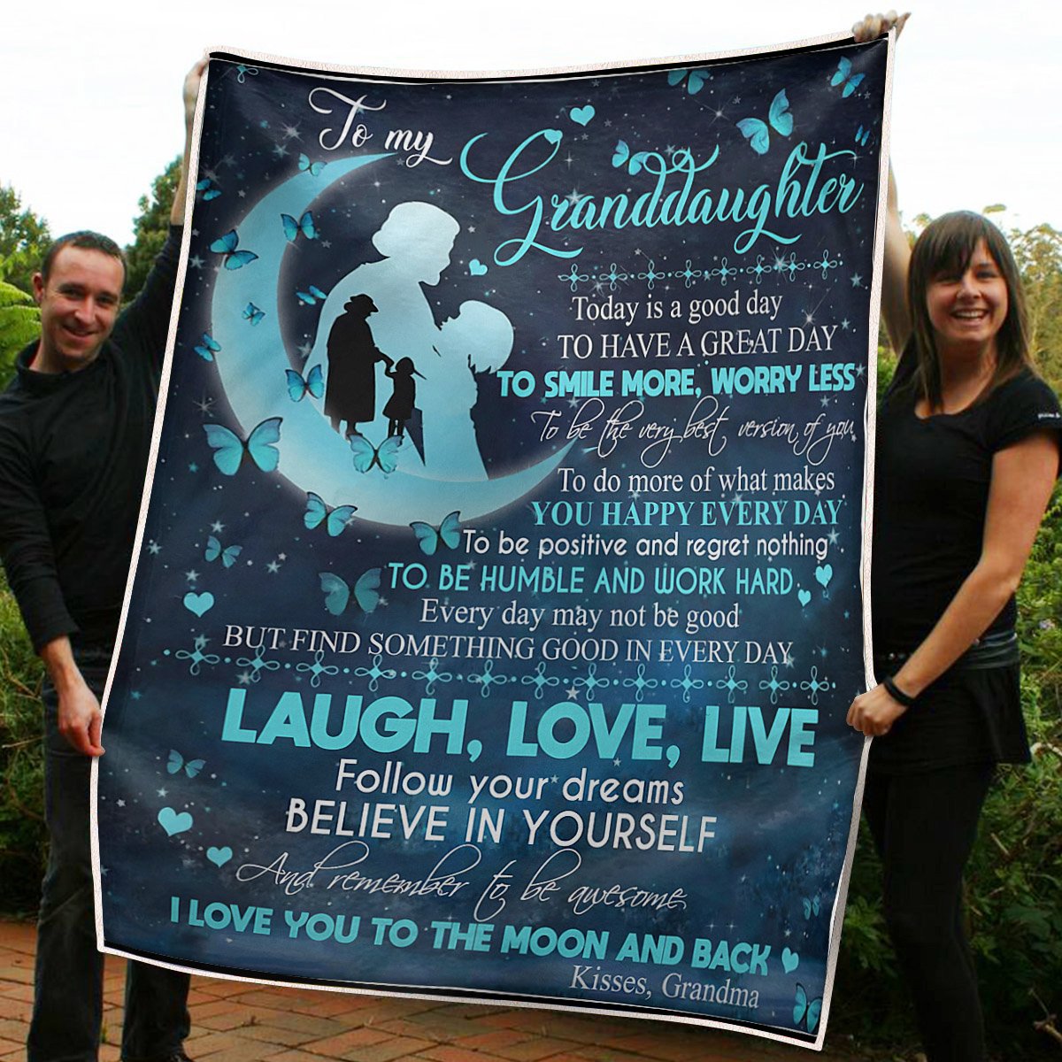 To My Granddaughter Butterfly Moon Follow Your Dream Gift From Grandma Fleece Blanket - Quilt Blanket 1608136077000.jpg
