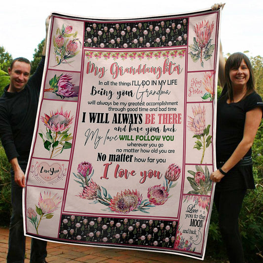 To My Granddaughter King Protea National Flower Of South African Gift From Grandma Fleece Blanket - Quilt Blanket 1608136078690.jpg