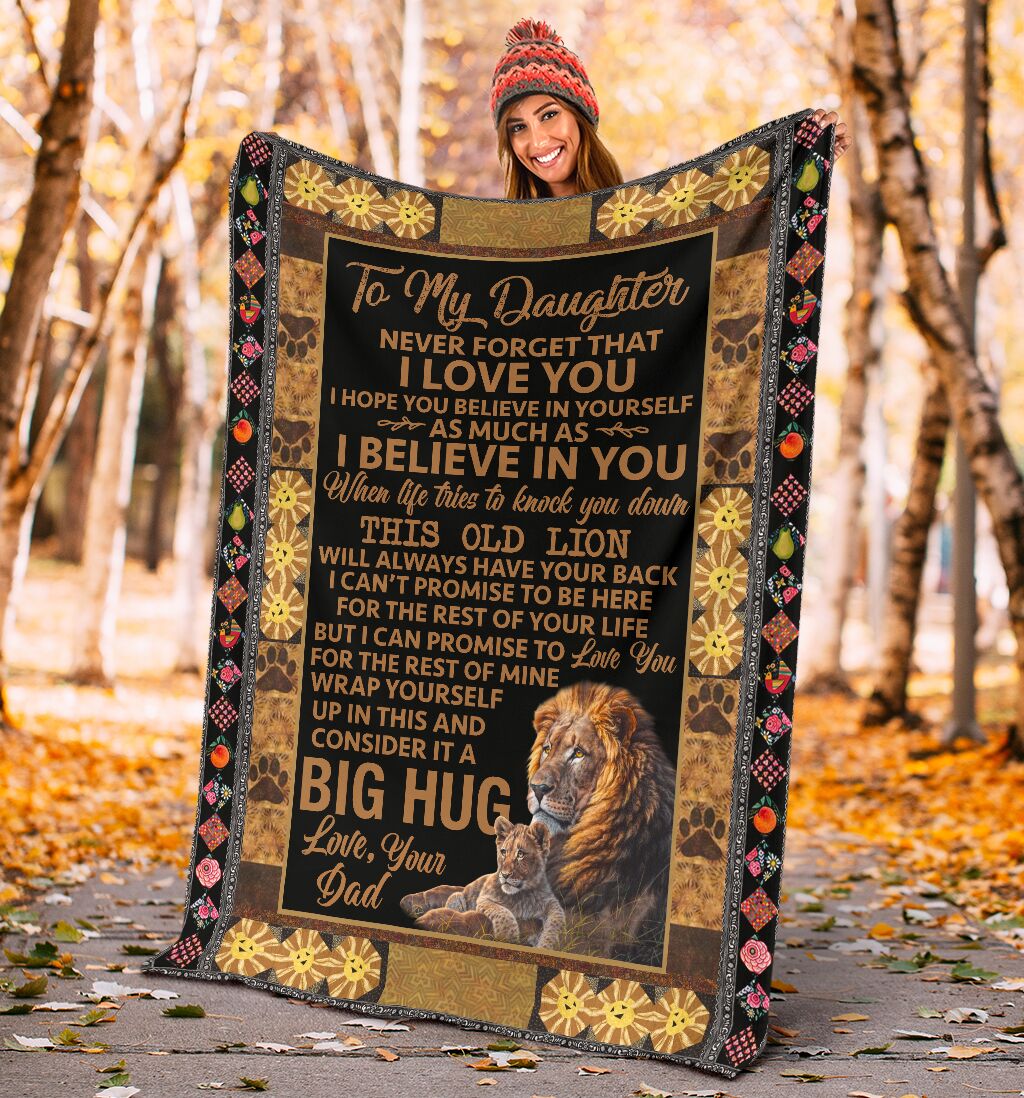 Gift For Daughter Blanket, Lion To My Daughter Never Forget That I Love You I Believe In You 1608136080989.jpg