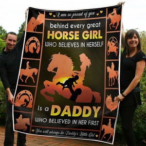 To My Daughter Behind Every Great Horse Girl Gift From Dad Fleece Blanket - Quilt Blanket 1608136081312.jpg