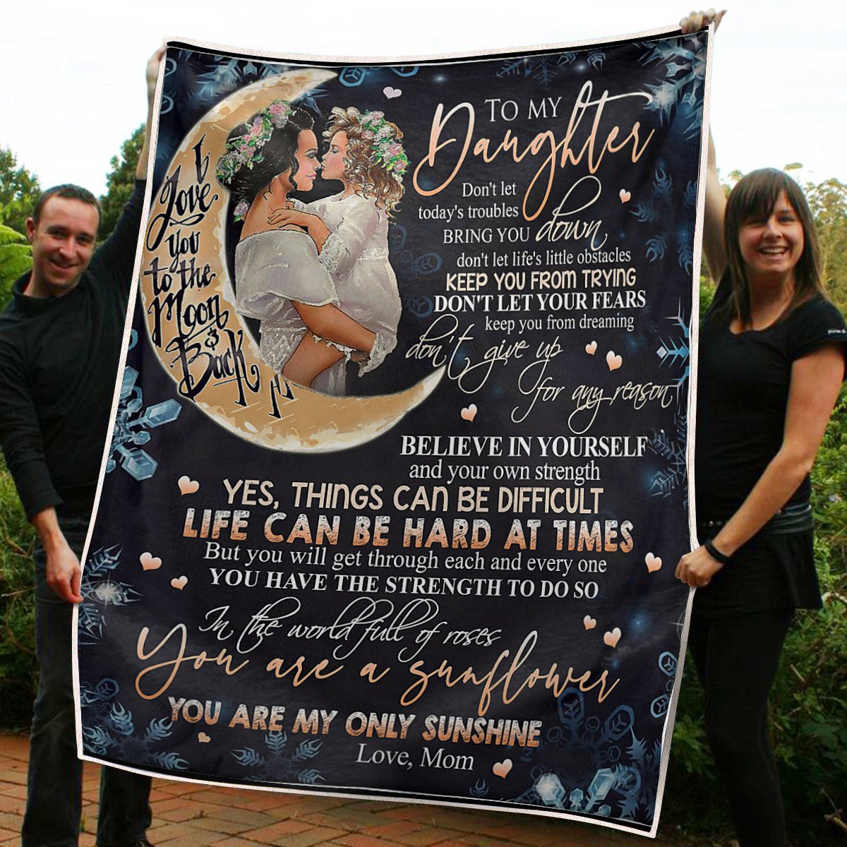 To My Daughter Motherhood I Love You To The Moon And Back Gift From Mom Fleece Blanket - Quilt Blanket 1608136083526.jpg