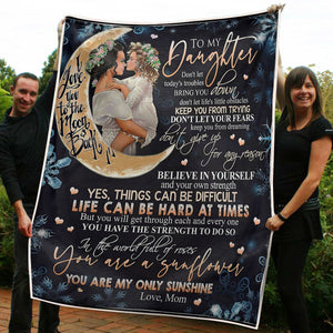To My Daughter Motherhood I Love You To The Moon And Back Gift From Mom Fleece Blanket - Quilt Blanket 1608136083526.jpg