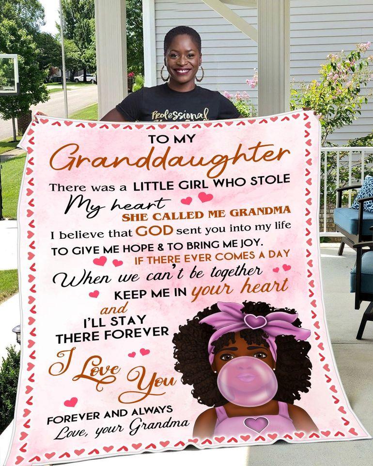 To My Granddaughter There Was A Little Girl Who Stole My Heart She Called Me Grandma Fleece Blanket - Quilt Blanket 1608136085194.jpg
