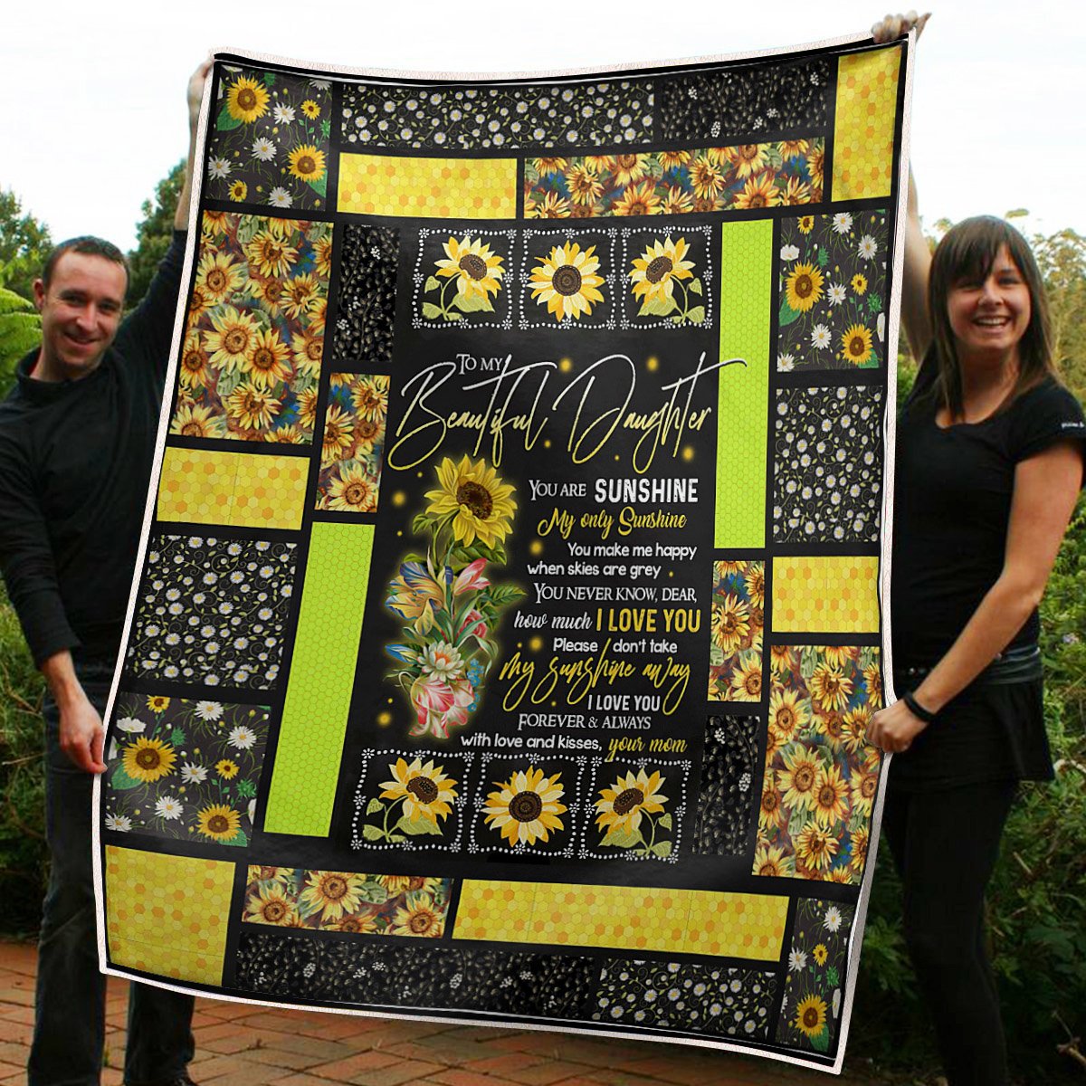 To My Daughter Sunflower You Are My Sunshine Gift From Mom Fleece Blanket - Quilt Blanket 1608136085517.jpg