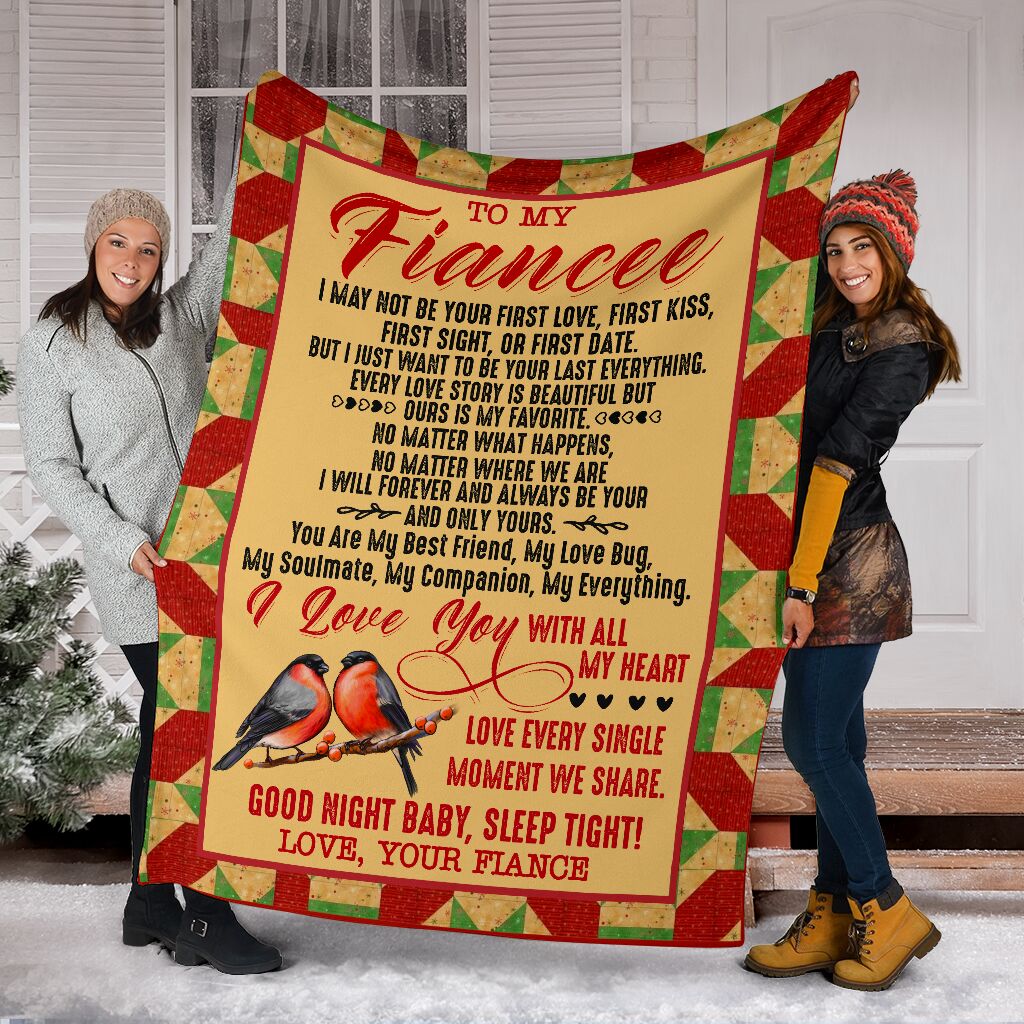 Bird To My Fiancee I Love You With All My Heart Love Every Single Moment We Share Good Night Baby Sleep Tight Love Your Fiance Fleece Blanket - Quilt Blanket 1608136085539.jpg