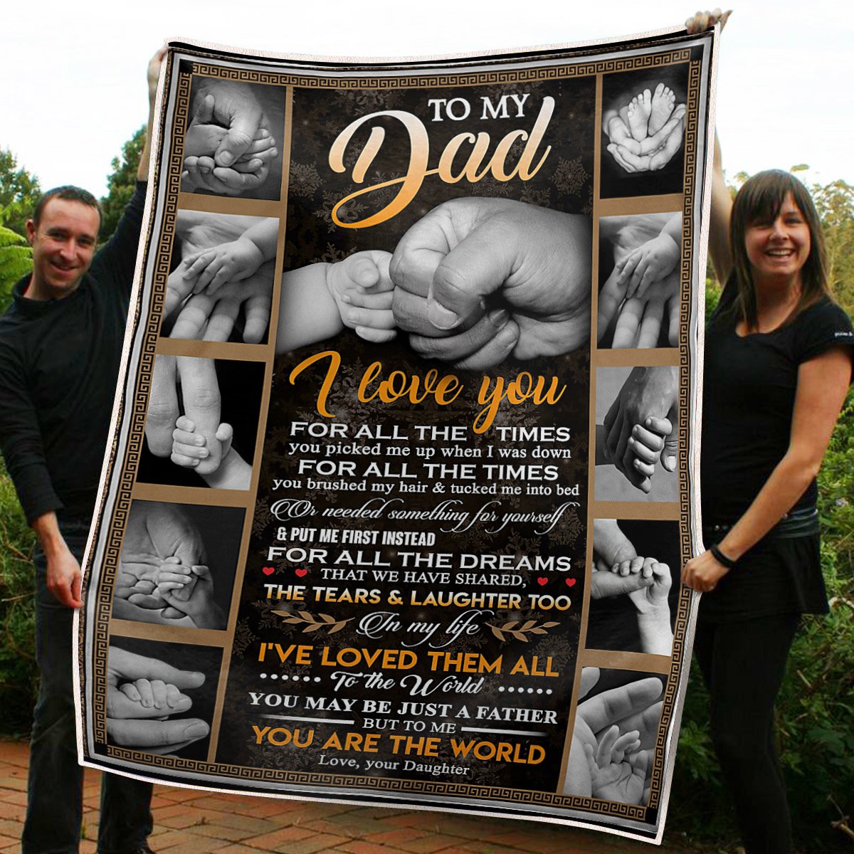 Gift For Father Blanket, Tiny Hand To My Dad To Me You Are The World - Love From Daughter 1608136086086.jpg