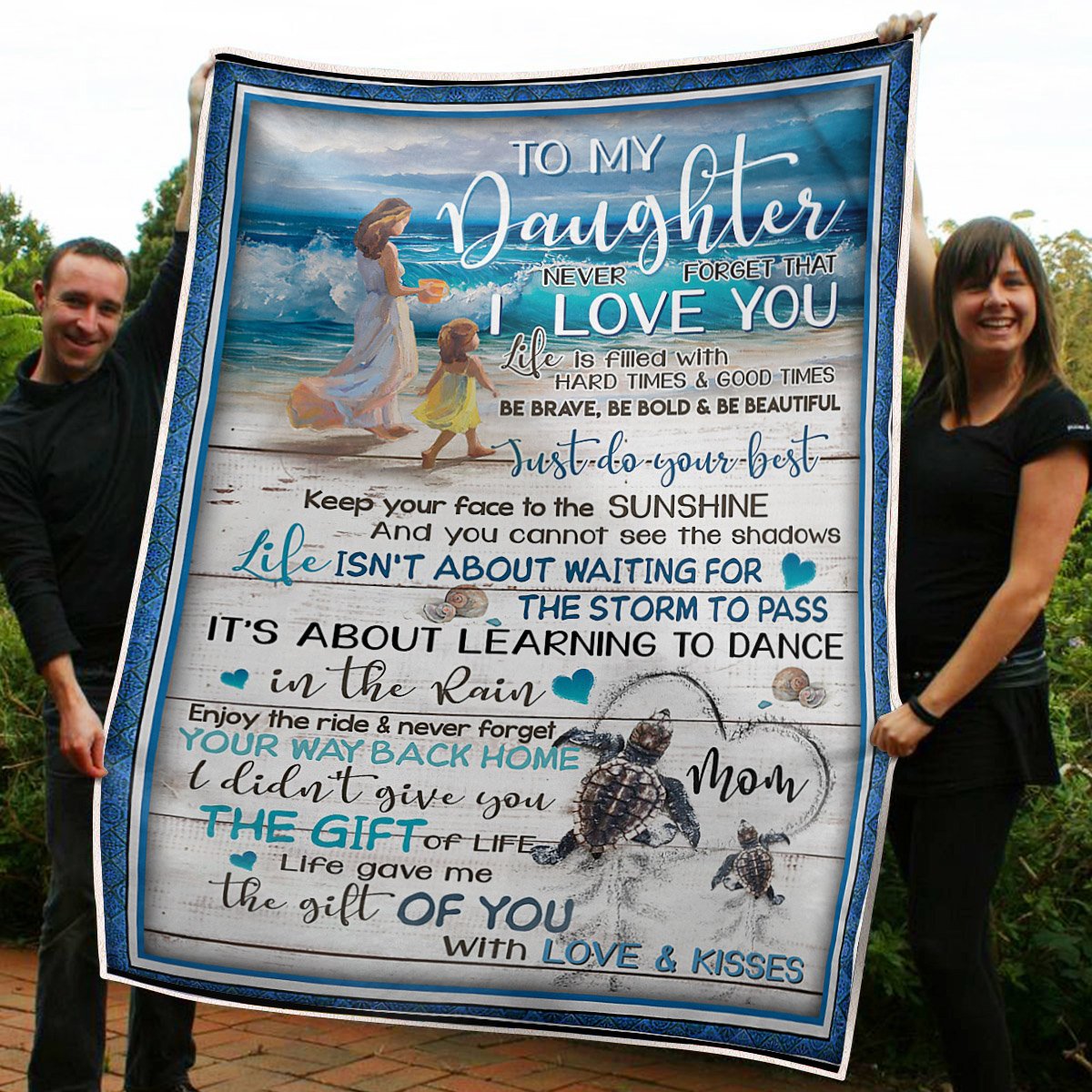 Gift For Daughter Blanket, To My Daughter Walking On The Beach The Gift Of You Gift From Mom Fleece Blanket 1608136086719.jpg