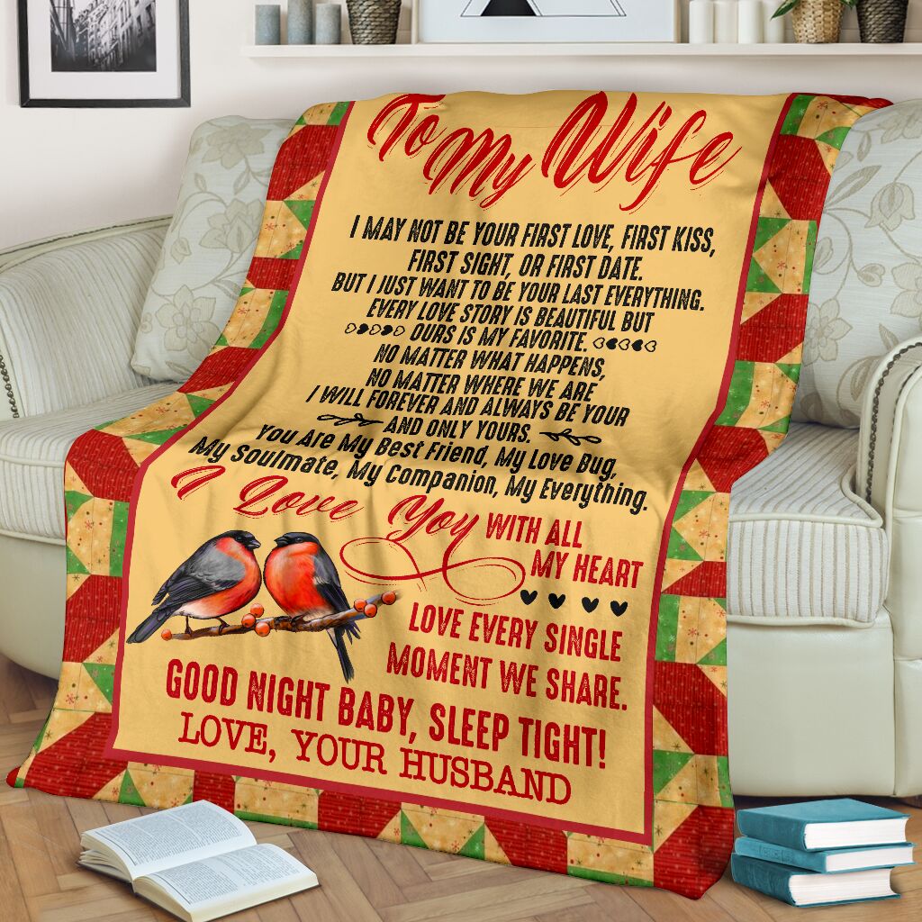Bird To My Wife I Love You With All My Heart Love Every Single Moment We Share Good Night Baby Sleep Tight Love Your Husband Fleece Blanket - Quilt Blanket 1608136089071.jpg