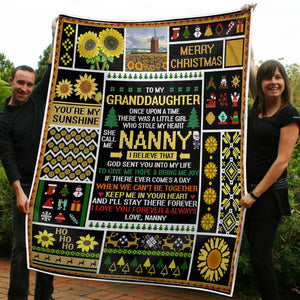 To My Granddaughter Sunflower You Are My Sunshine Christmas Gift From Nanny Grandma Fleece Blanket - Quilt Blanket 1608136089598.jpg