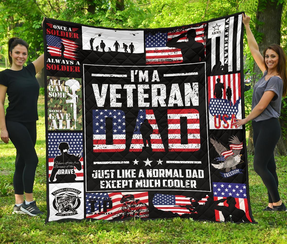 Gift For Father Blanket, I'm A Veteran Dad Just Like A Normal Dad Except Much Cooler Fleece Blanket 1608136090047.jpg