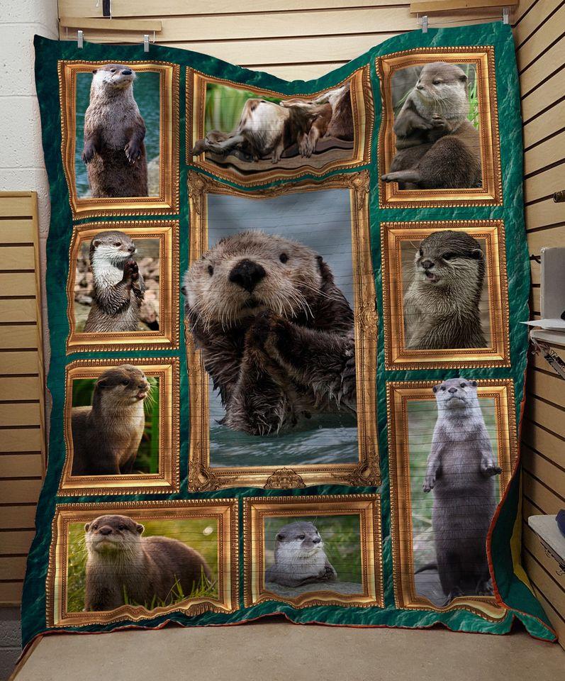 Cute Otters For Otter Lovers Fleece Blanket - Quilt Blanket 1608136090669.jpg