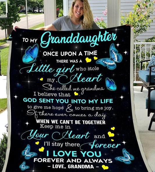 Gift For Graddaughter Blanket, Blue Butterfly To My Graddaughter Keep Me In Your Heart And I'll Stay There Forever Love Grandma 1608136090752.jpg