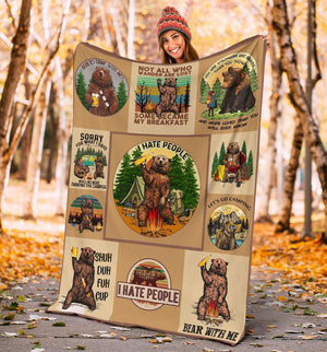 Bear I Hate People Camping Fleece Blanket - Quilt Blanket 1608136091464.jpg