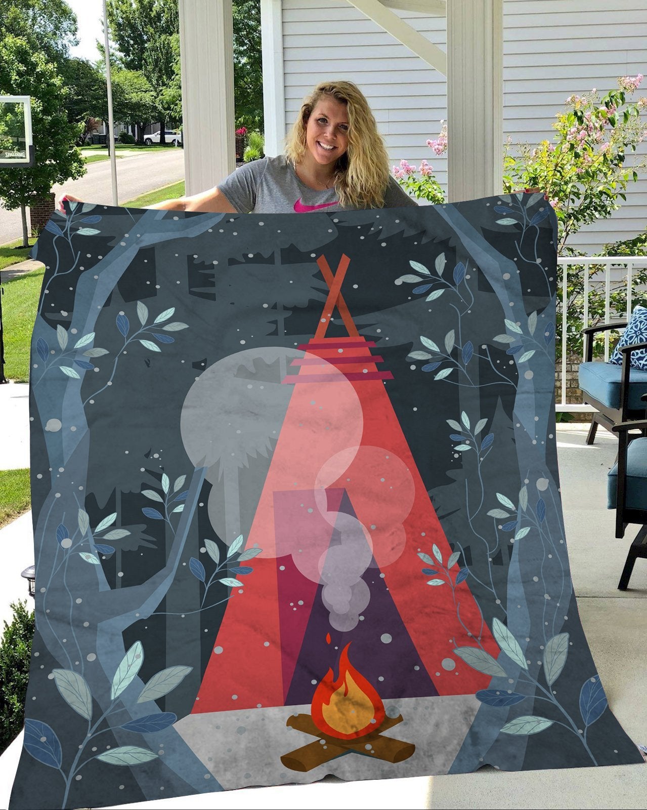 Campfire Camping Fleece Blanket - Quilt Blanket 1608136095126.jpg