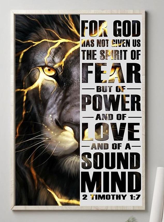 Lion For God Has Not Given Us The Spirit Of Fear But Of Power And Of Love And Of A Sound Mind Canvas | Wall Decor Visual Art 1608136630149.jpg