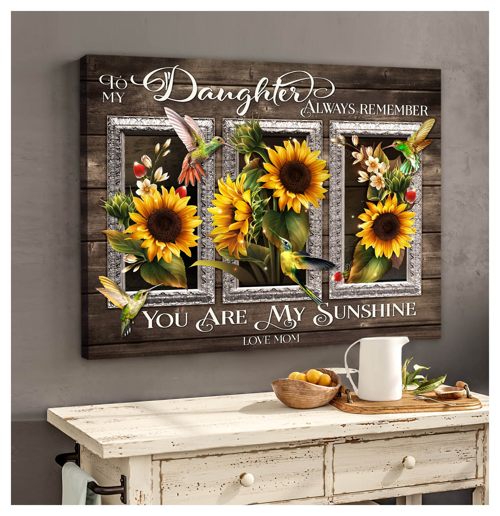 To My Daughter You Are My Sunshine Hummingbird Canvas Gift For Daughter From Mom 1608350383107.jpg