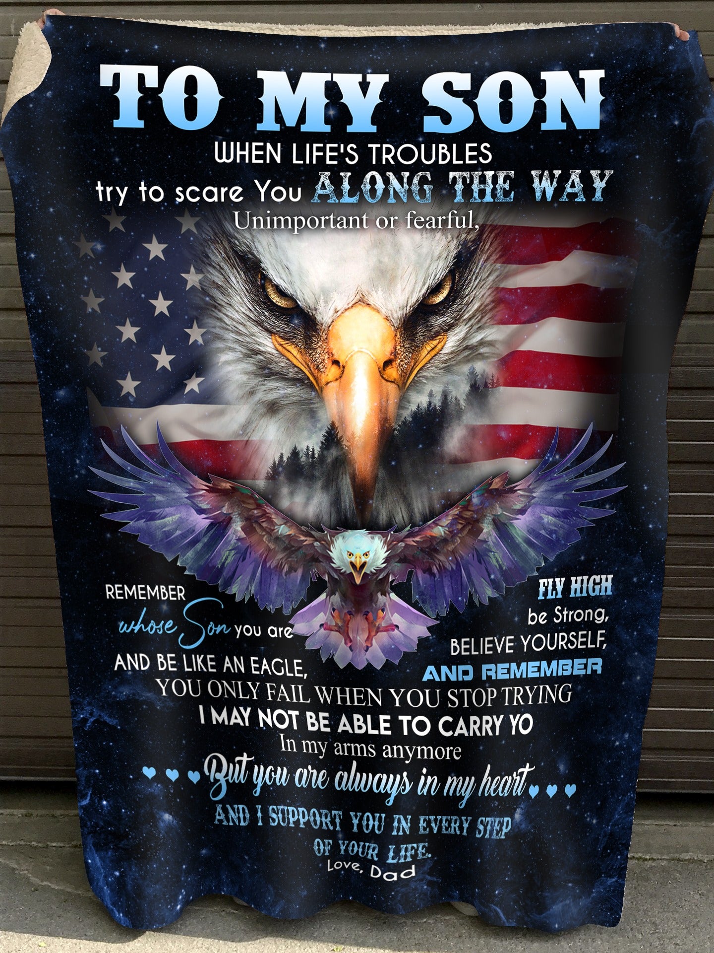 Gift For Son Blanket, Eagle To My Son You Are Always In My Heart - Love From Dad 1608535474354.jpg