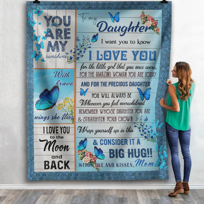 Gift For Daughter Blanket, To My Daughter I Love You To The Moon And Back 1608535475801.jpg