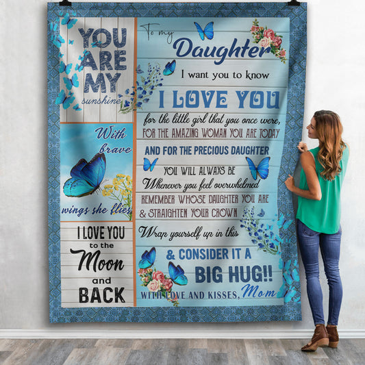 Gift For Daughter Blanket, To My Daughter I Love You To The Moon And Back 1608535475801.jpg