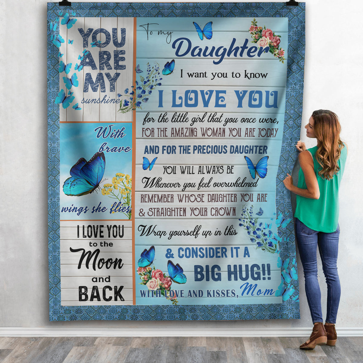 Gift For Daughter Blanket, To My Daughter I Love You To The Moon And Back 1608535475801.jpg