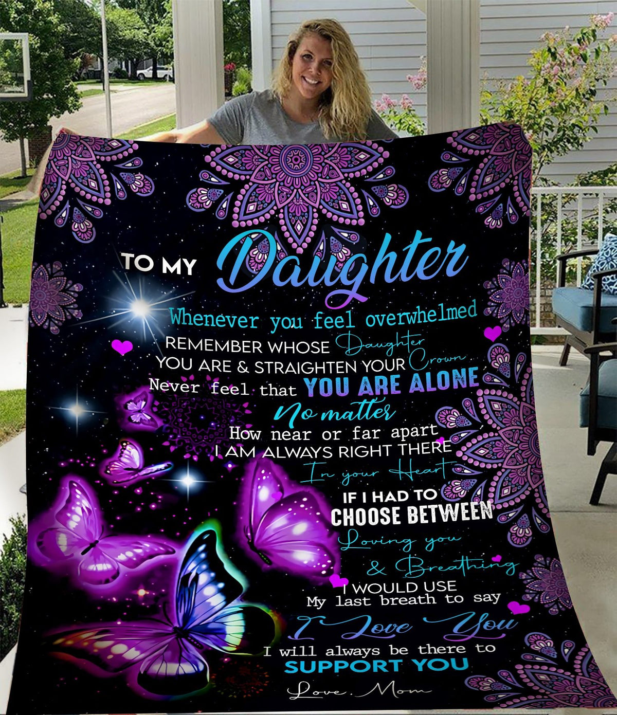 To My Daughter Never Feel That You Are Alone Fleece Blanket - Quilt Blanket,     Love From Mom 1608535488016.jpg