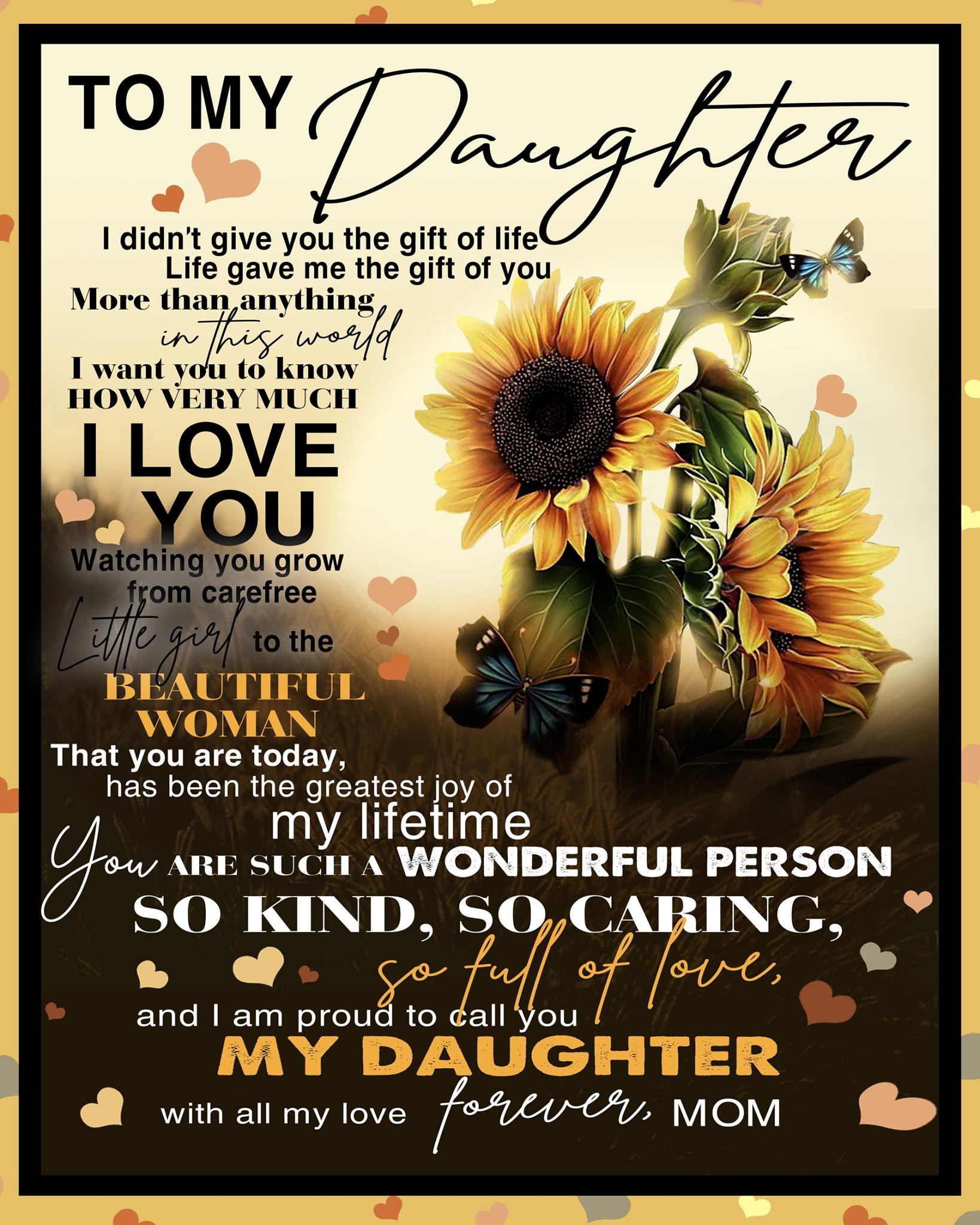 To My Daughter I Am Proud To Call You My Daughter Sunflower Canvas Gift For Daughter From Mom 1609381569961.jpg