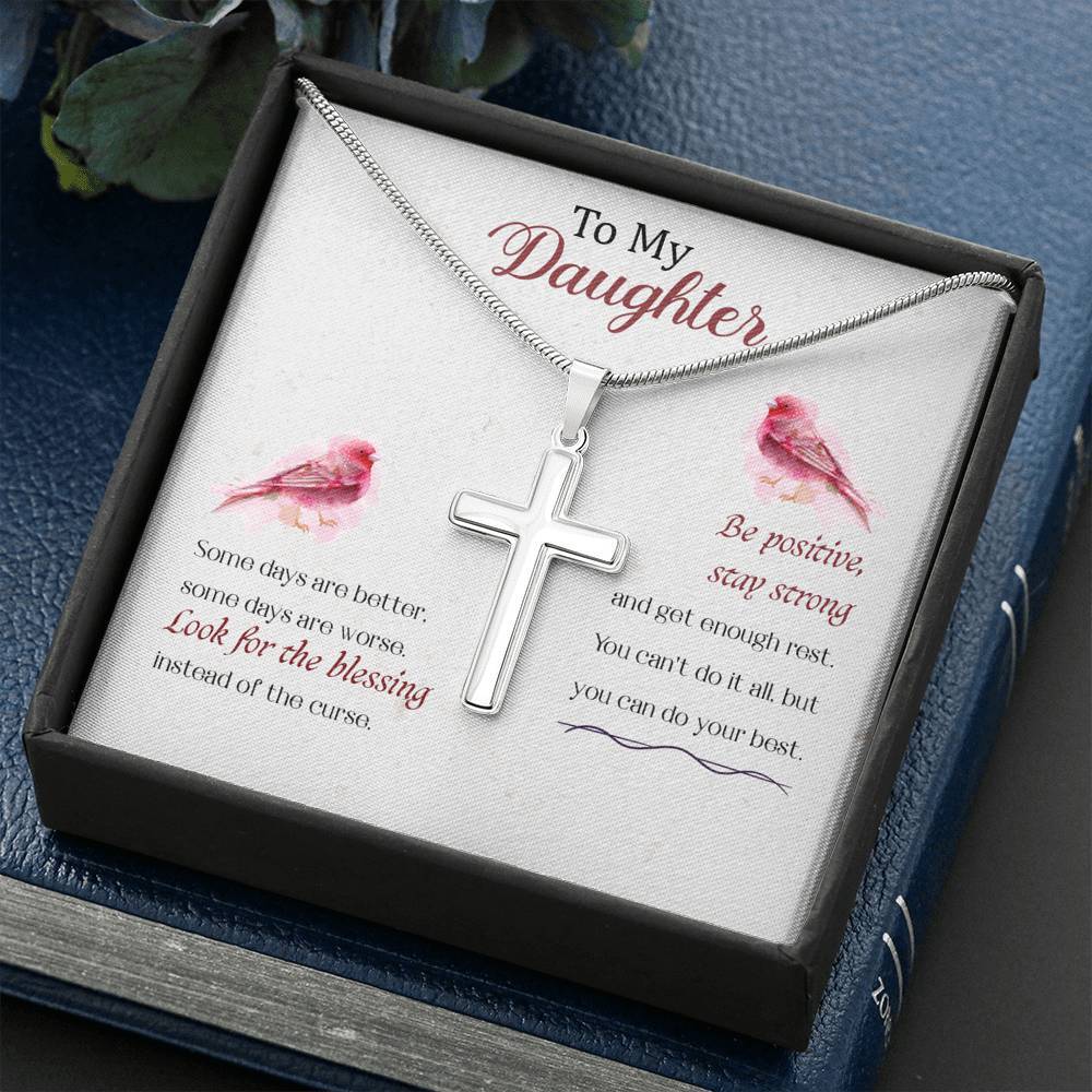 To My Daughter Be Positive Be strong Necklace With Message Card, Gift For Daughter, Meaningful Gift For Daughter, Love From Mom. 1611506191103.jpg