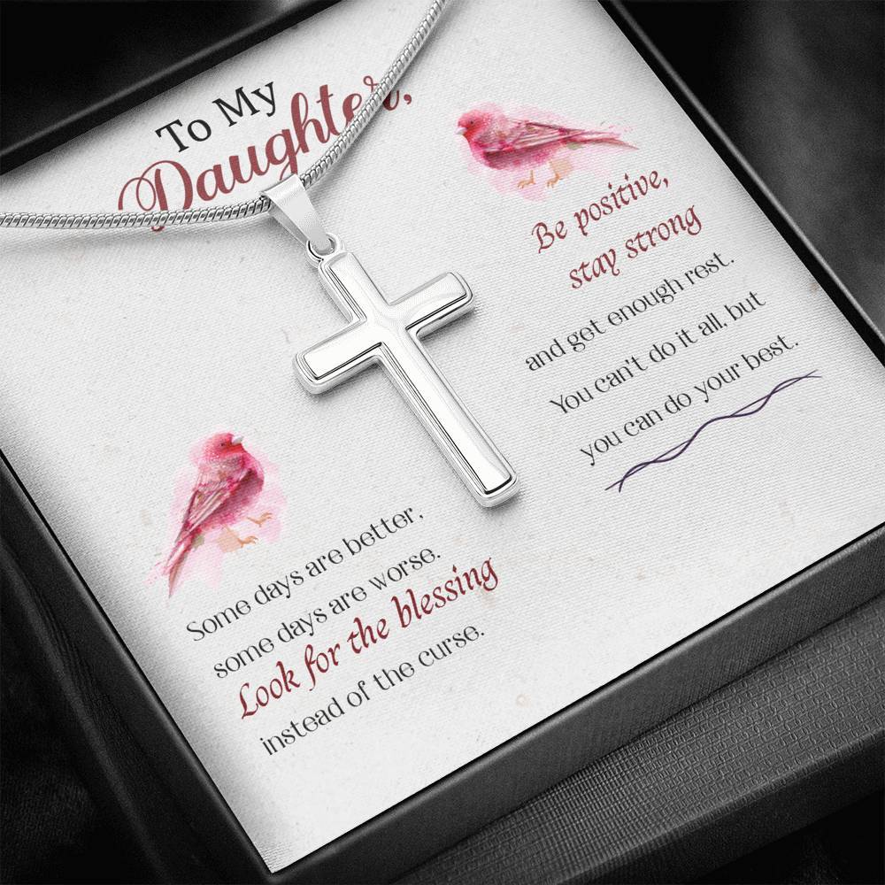 To My Daughter Be Positive Be strong Necklace With Message Card, Gift For Daughter, Meaningful Gift For Daughter, Love From Mom. 1611506192034.jpg