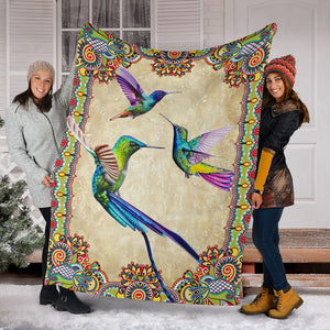 Hummingbird Border Colorful Flecee Fleece Blanket - Quilt Blanket 1611678021215.jpg