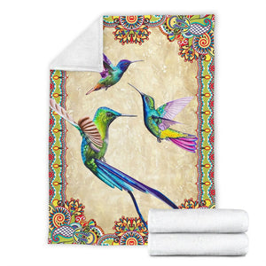 Hummingbird Border Colorful Flecee Fleece Blanket - Quilt Blanket 1611678021435.jpg