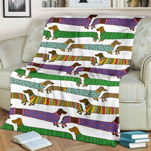 Dachshund Dogs Pattern With Funny Cartoon Flecee Fleece Blanket - Quilt Blanket 1611678198600.jpg