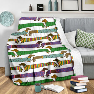 Dachshund Dogs Pattern With Funny Cartoon Flecee Fleece Blanket - Quilt Blanket 1611678198714.jpg